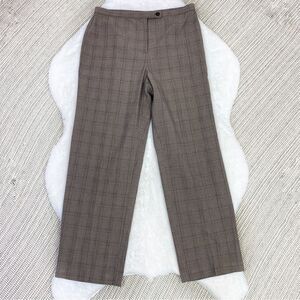 JM Collection Petite Plaid Straight Leg Dress Pants Trousers Brown Maroon 10P